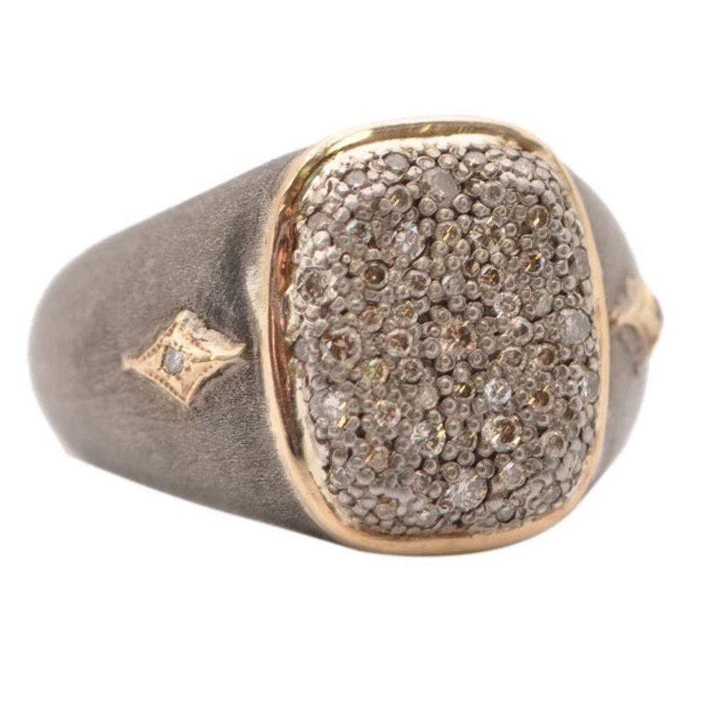 Armenta 14K Rose Gold & Sterling Silver Champagne Diamond Signet Ring